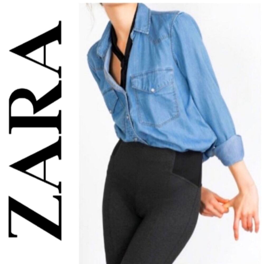 ZARA NEW Leggings High Waist Black Size Small